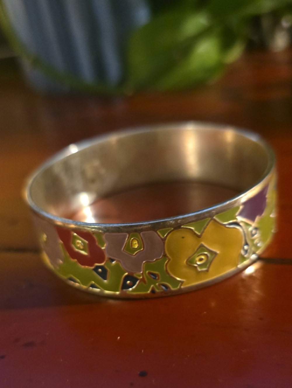 Fossil Enamel Floral Bangle Bracelet - Yellow & Multi-Color